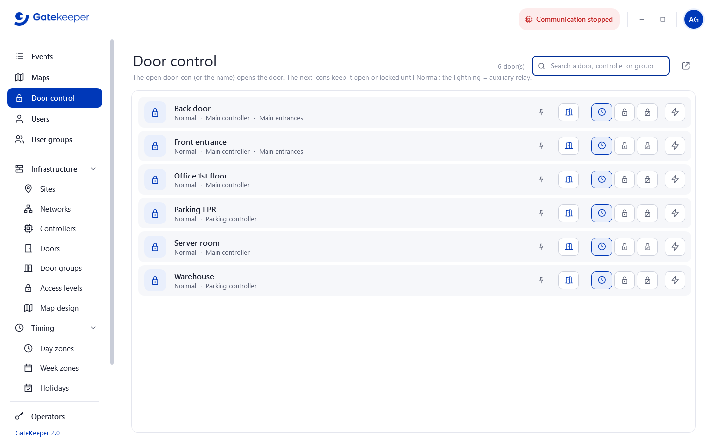 Door control page