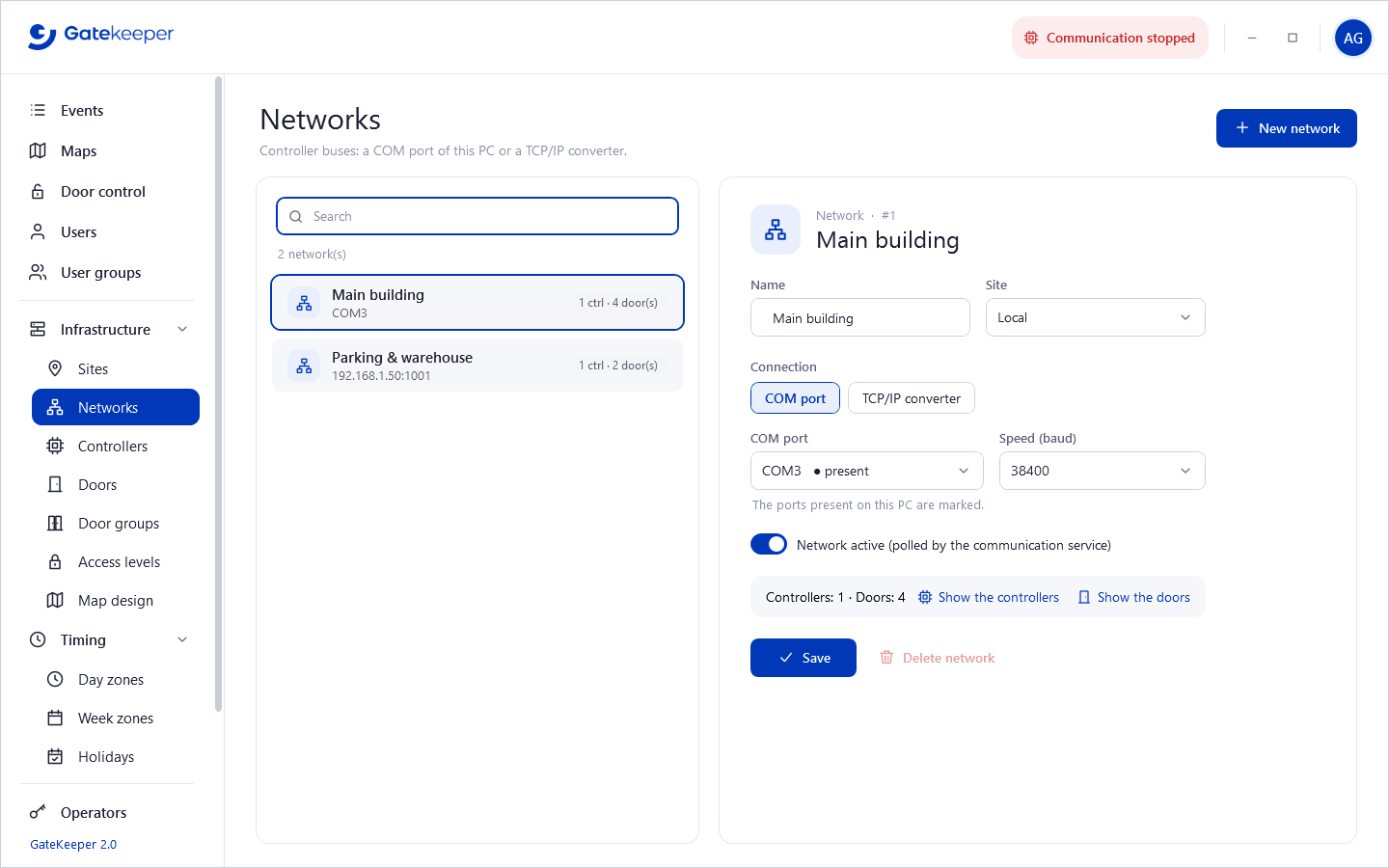 Networks page