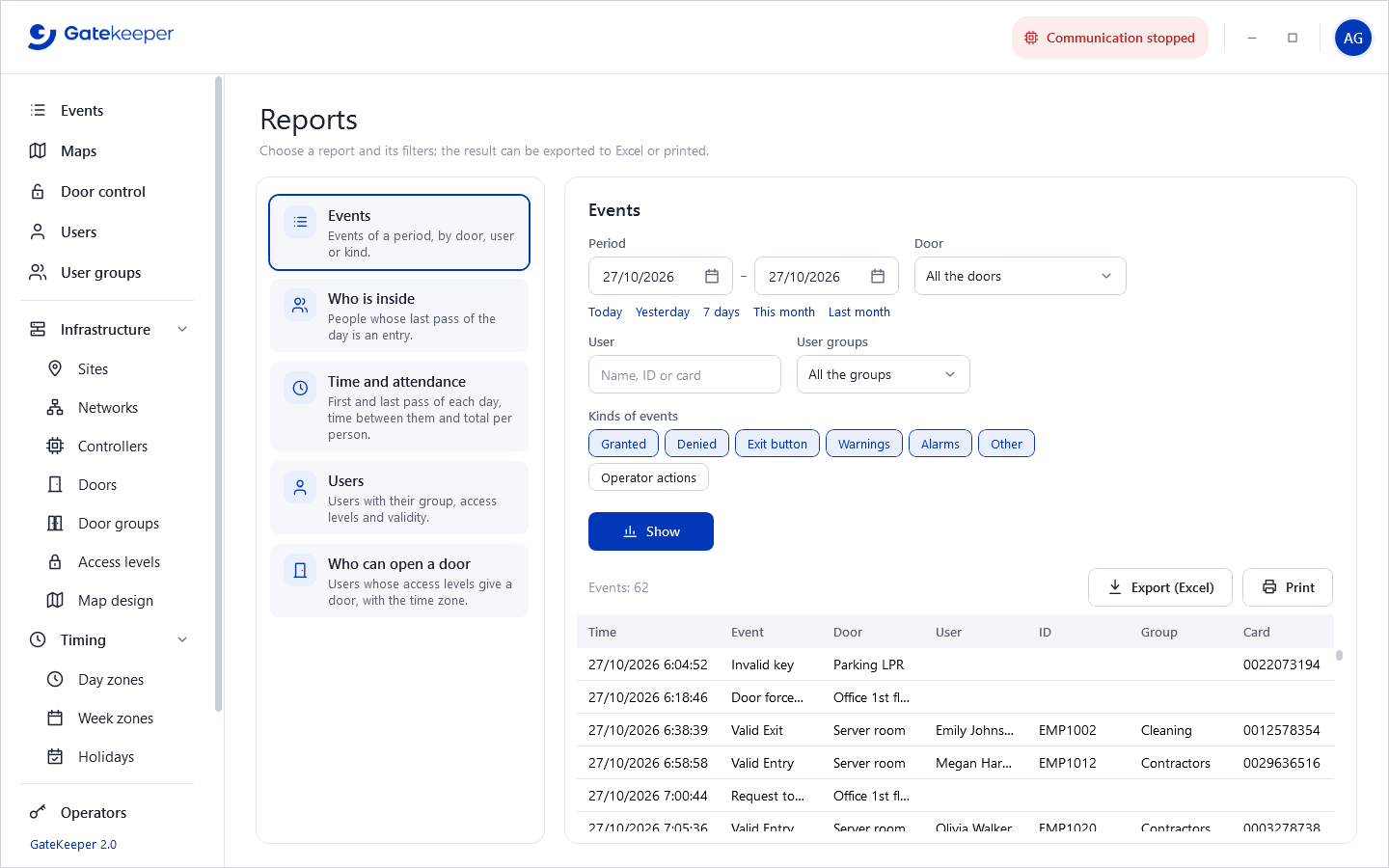 Reports page